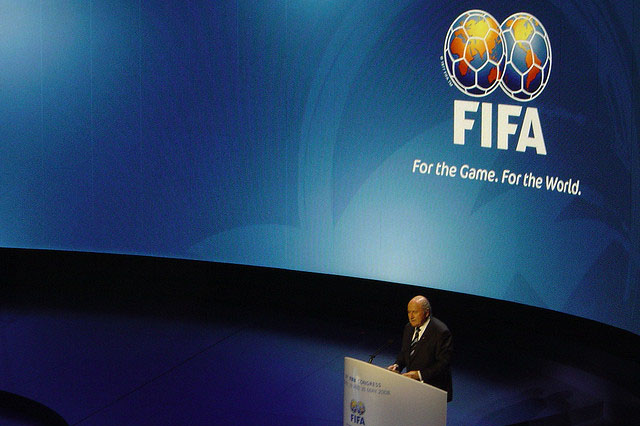 Sepp Blatter speaking at a FIFA Opening Ceremony