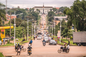 Long straight road to parliament house in Kampala, Uganda