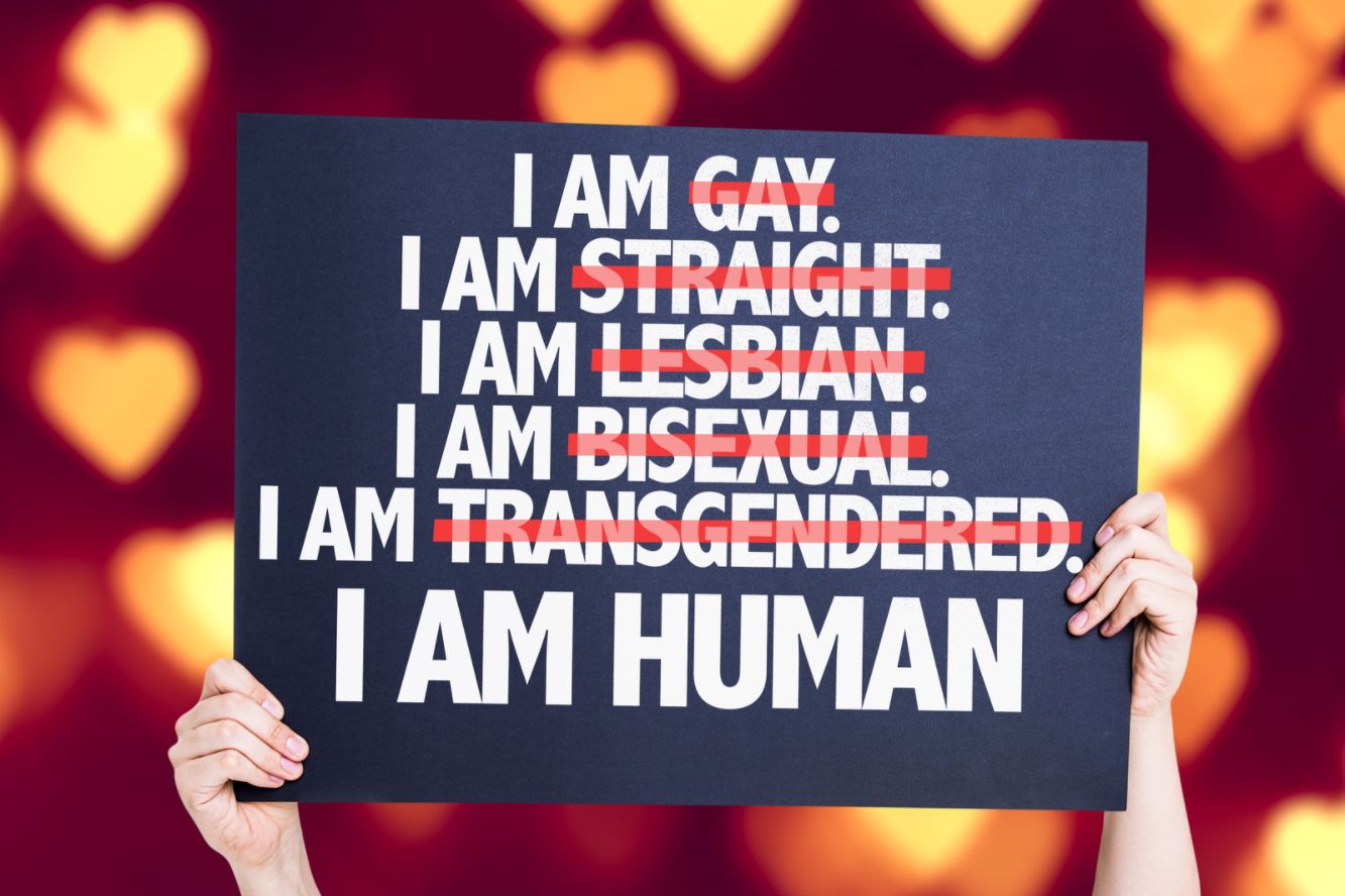 Sign being held up saying I Am Human